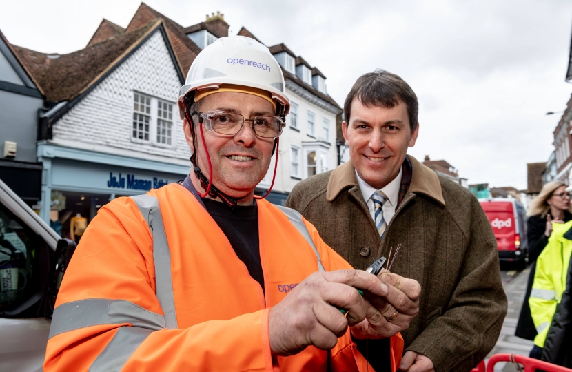 John Glen MP and Openreach Full Fibre Engineer