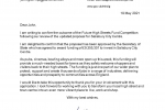 Letter from Luke Hall MP to confirm that Salisbury has received £9,355,301 from the Future Streets Fund Competition.