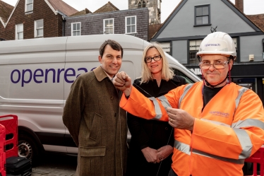 John with Pauline Church and Openreach engineer